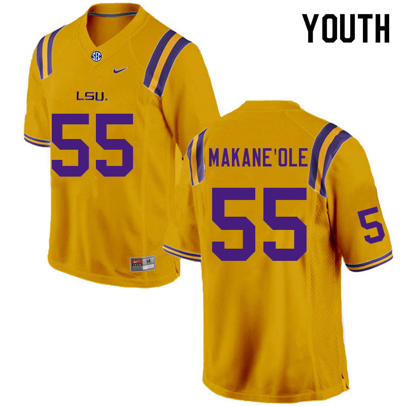 Youth #55 Kimo Makane'ole LSU Tigers College Football Jerseys Sale-Gold